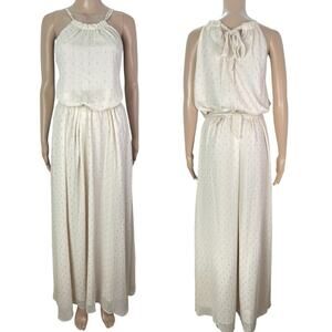 New ModCloth Illuminated Elegance Ivory Metallic Chiffon Maxi Dress